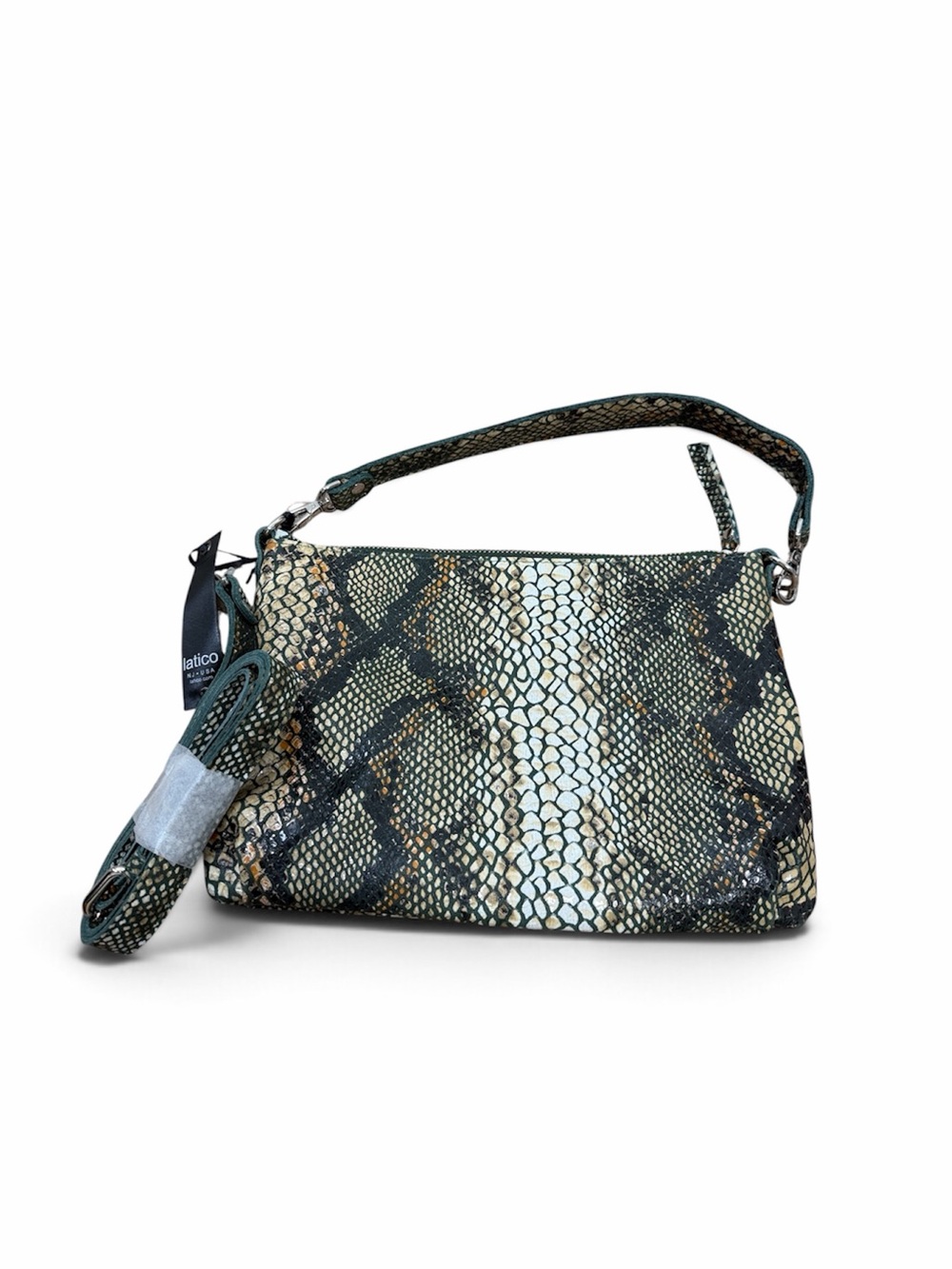 NWT Latico Leathers Stevie Crossbody Bag Desert Trail Snakeskin Print Foil